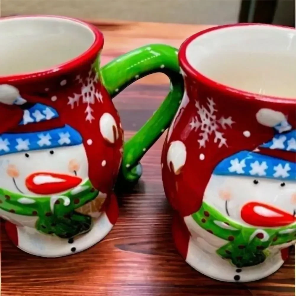 Pier 1 l Santa Mug l Set of 2 l Snowman (Set of 2 ) available l EUC